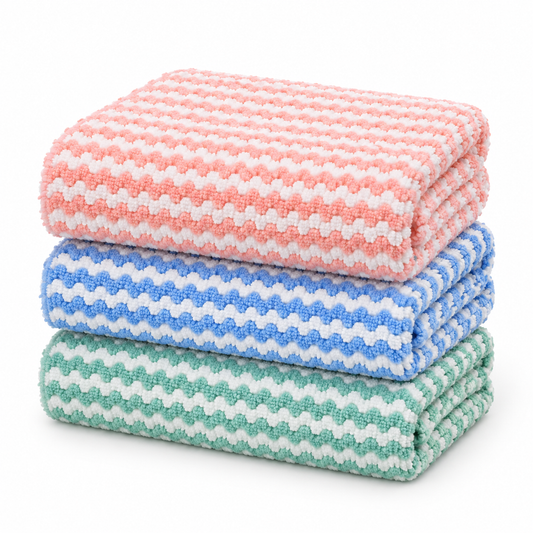 Wave-Weave Microfiber Cleaning Cloths – 3 Pack